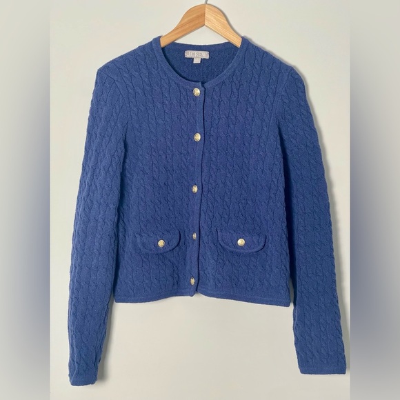 J. Crew | Odette Cable Knit Sweater Lady Jacket in Cotton Blend Boucle Old Money - Picture 2 of 10